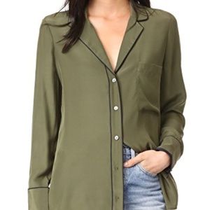 Frame 100% Silk PJ Blouse in Dark Army size S